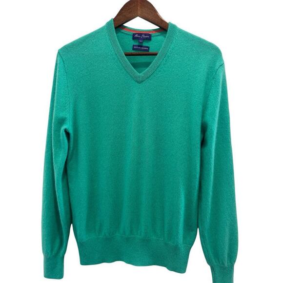 Alan Flusser Other - Alan Flusser Men’s 100% Cashmere V Neck Sweater Size M Teal Luxury Knit